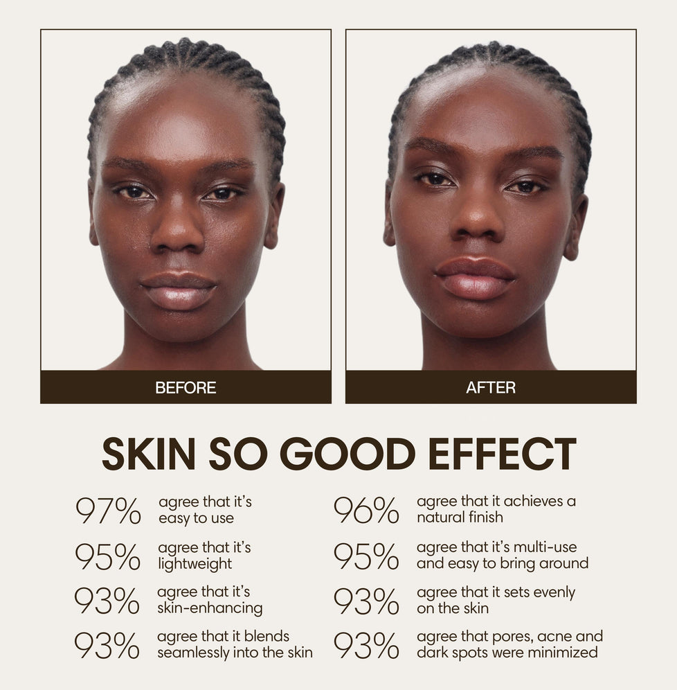 Akelo wears Skin So Good in Carob as base