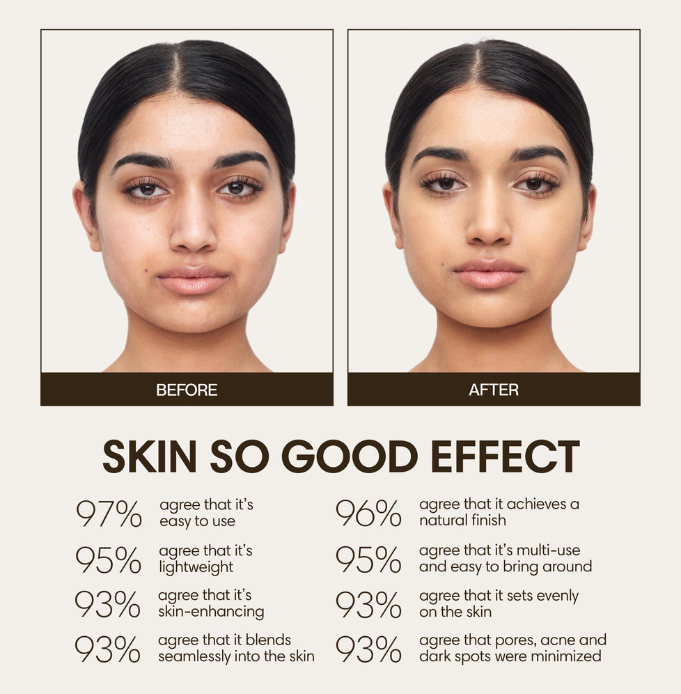 Aarya wears Skin So Good in Cashew as base