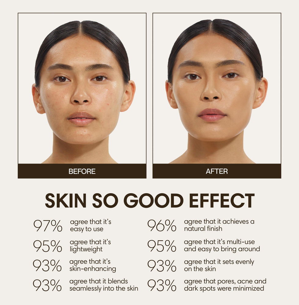 Lily wears Skin So Good in Olive as base