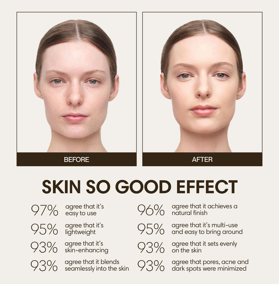 Sherri wears Skin So Good in Porcelain as base
