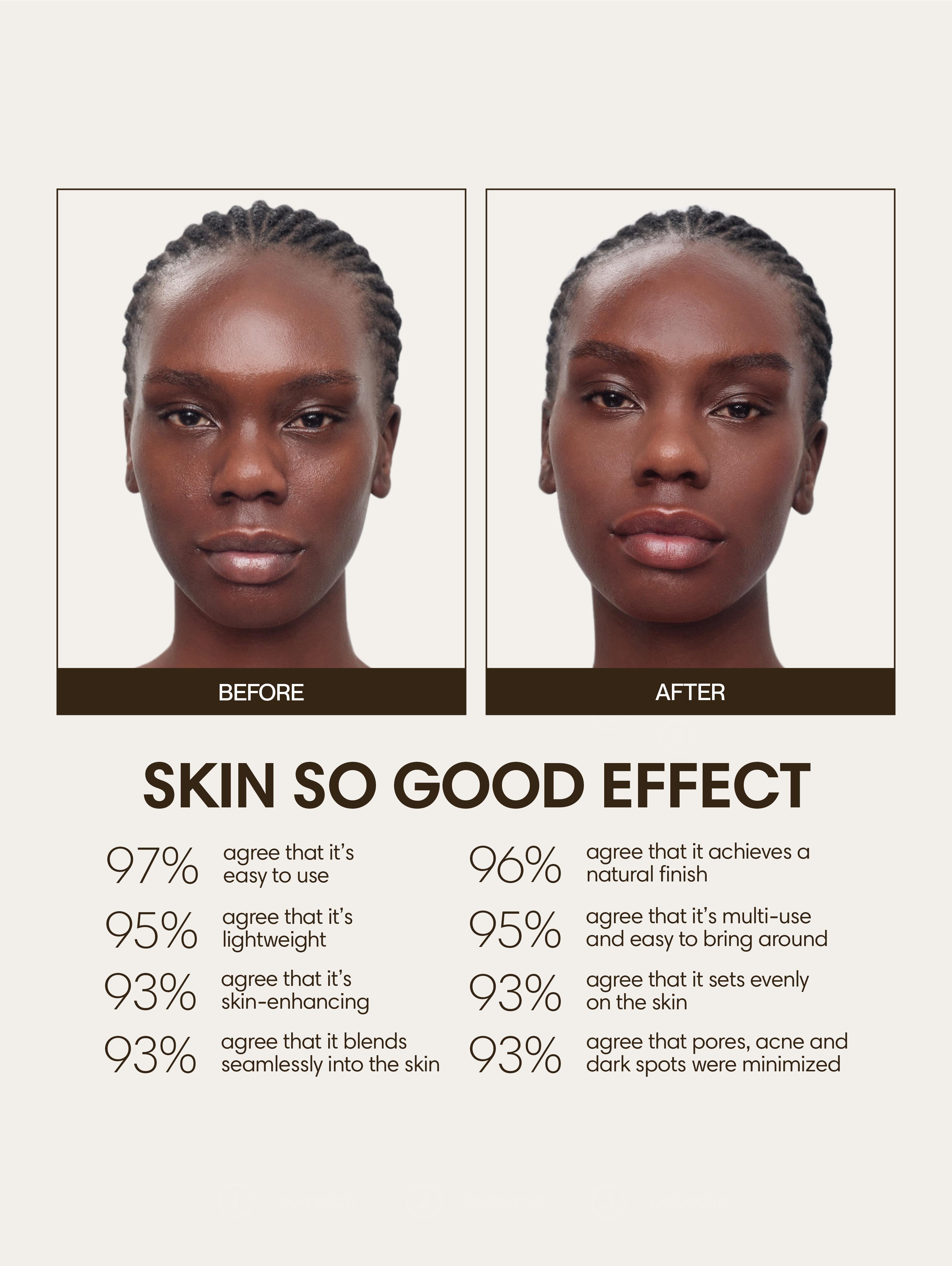 Akelo wears Skin So Good in Carob as base