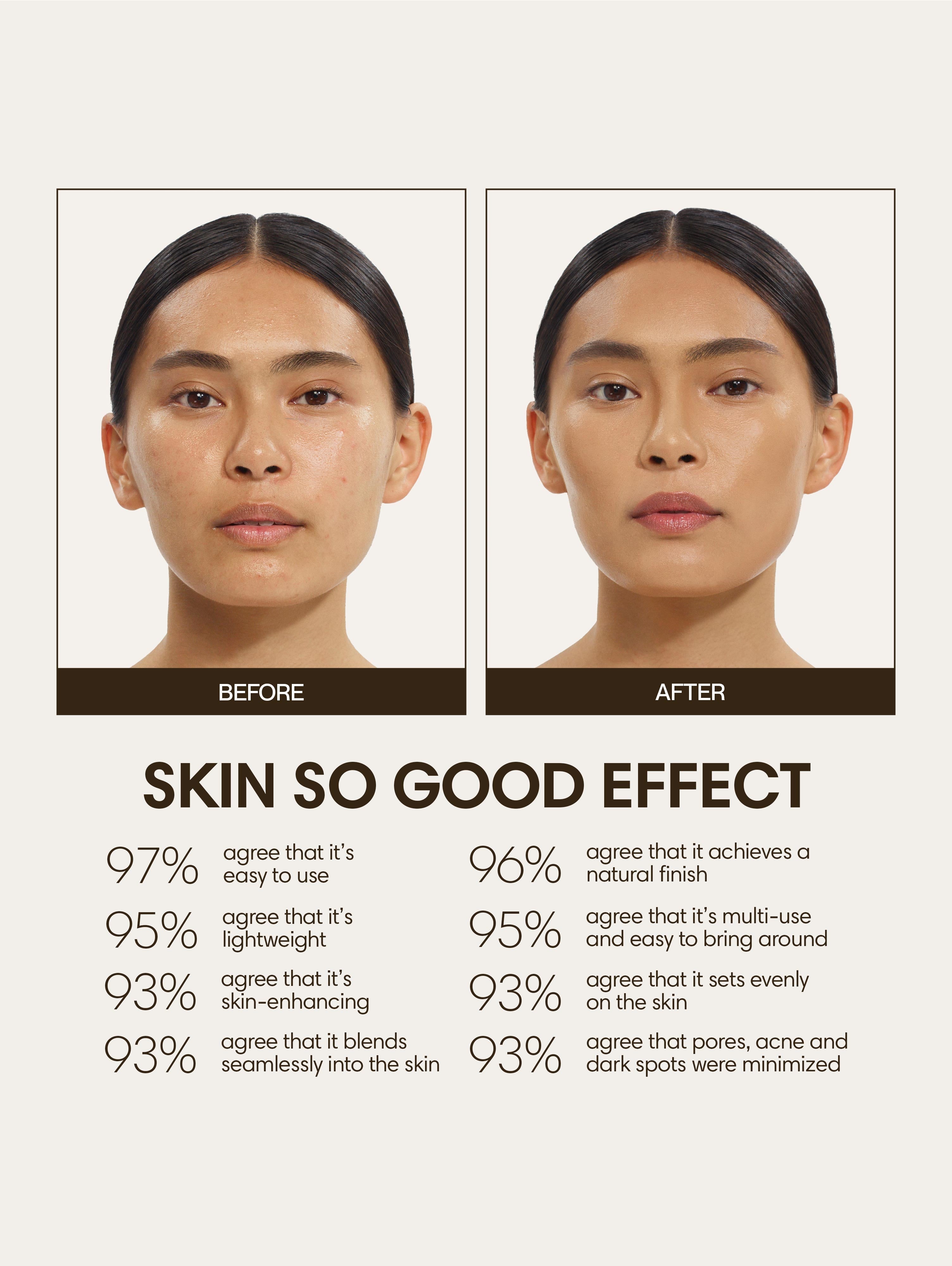 Lily wears Skin So Good in Olive as base