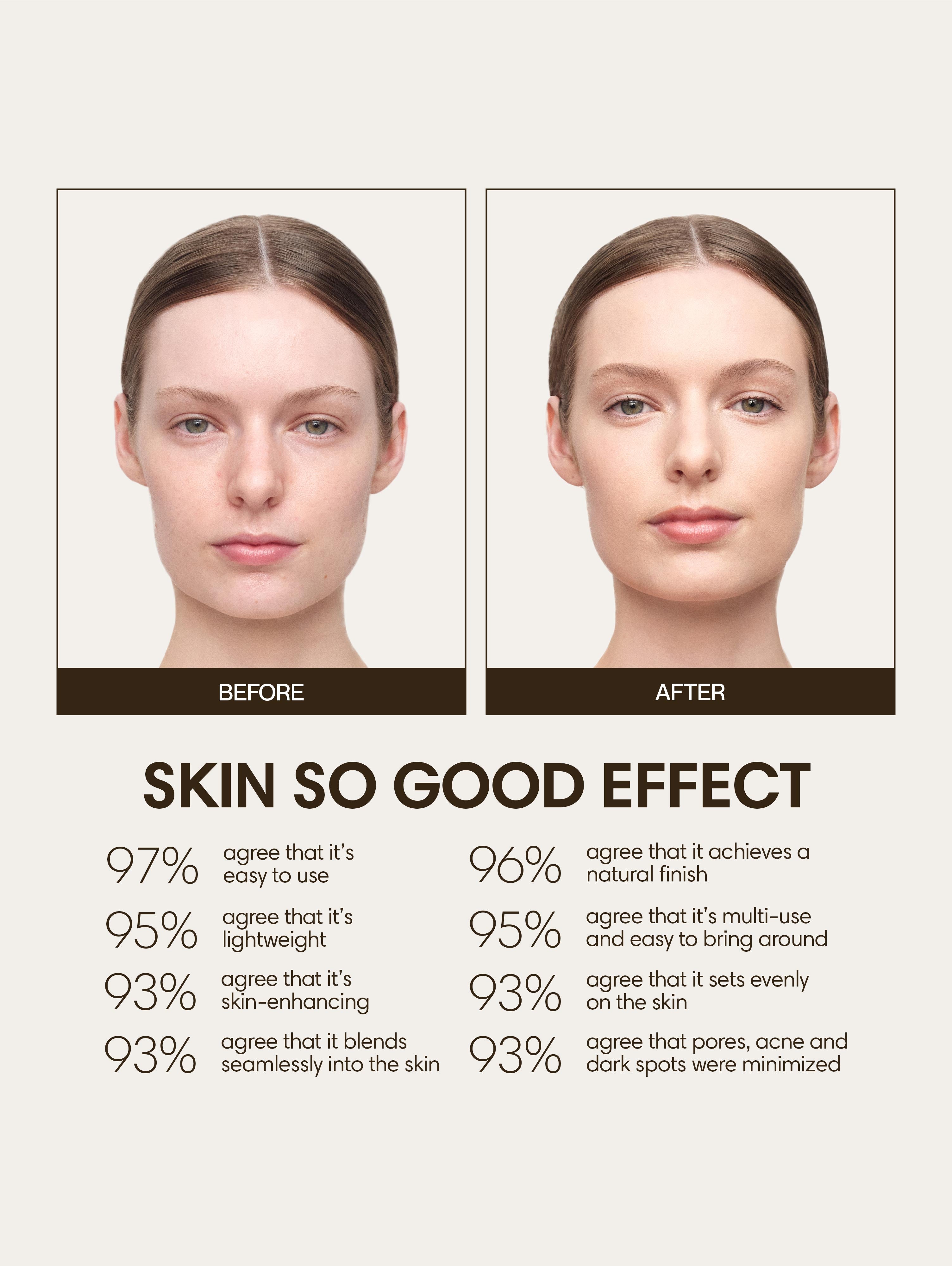 Sherri wears Skin So Good in Porcelain as base